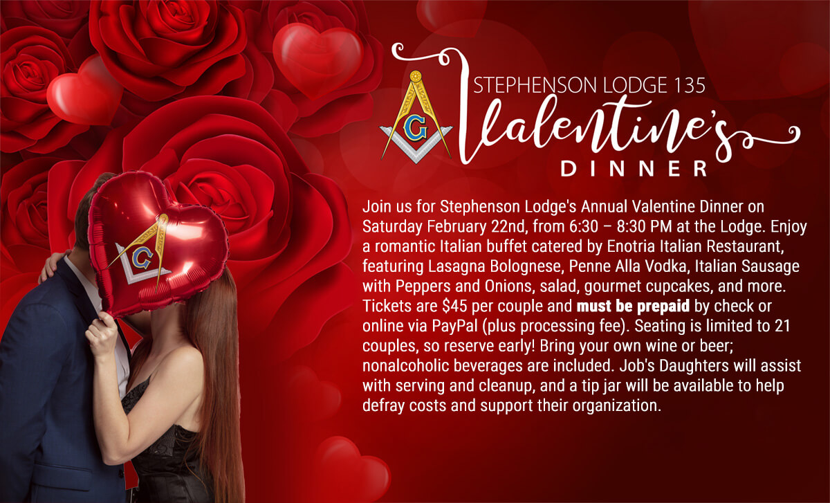 Valentine’s Day Dinner -February 22nd @ 6:30PM